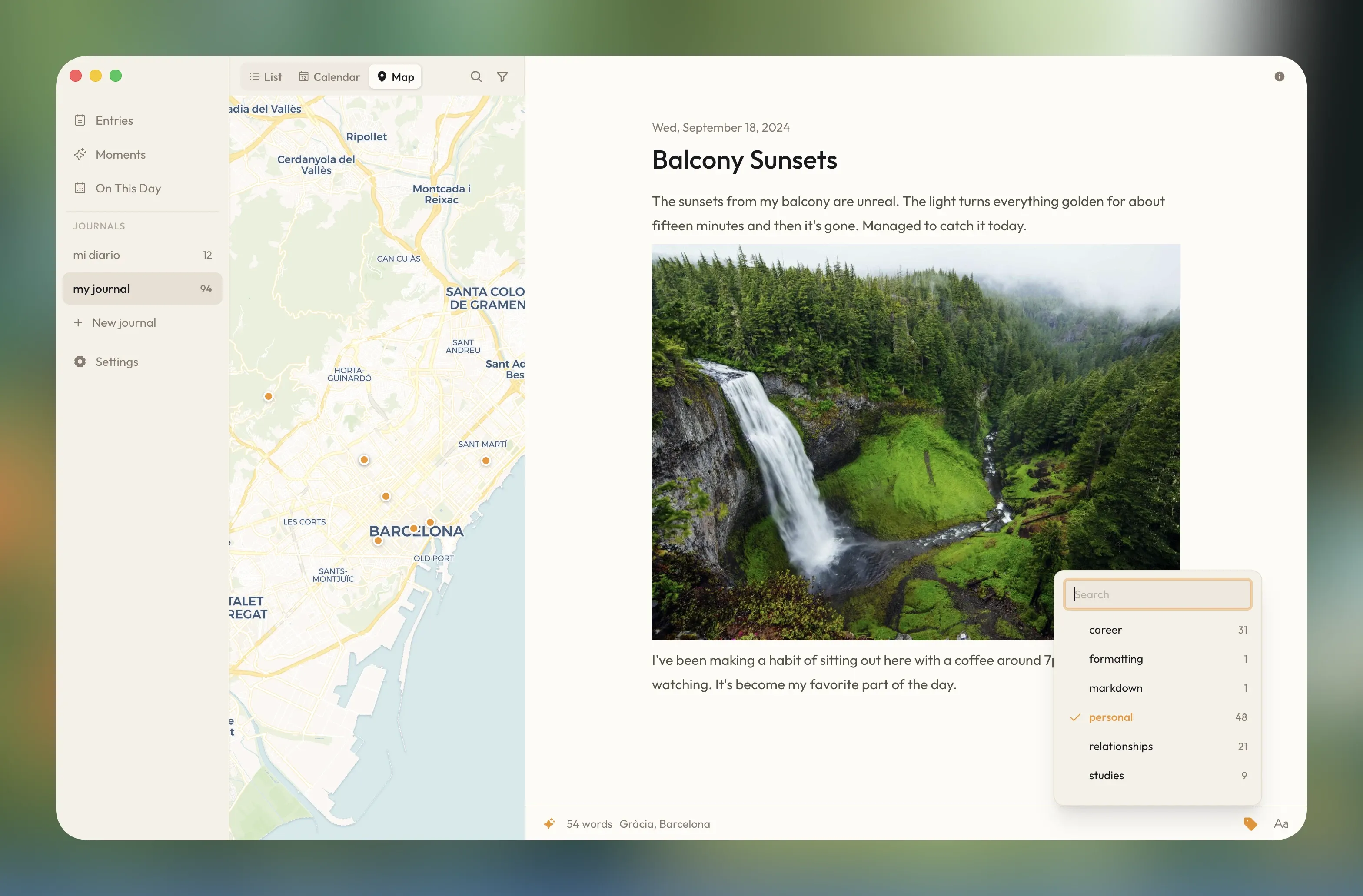 Cozy Journal customizable journaling templates — free writing, structured prompts, mood tracking, and photo entries